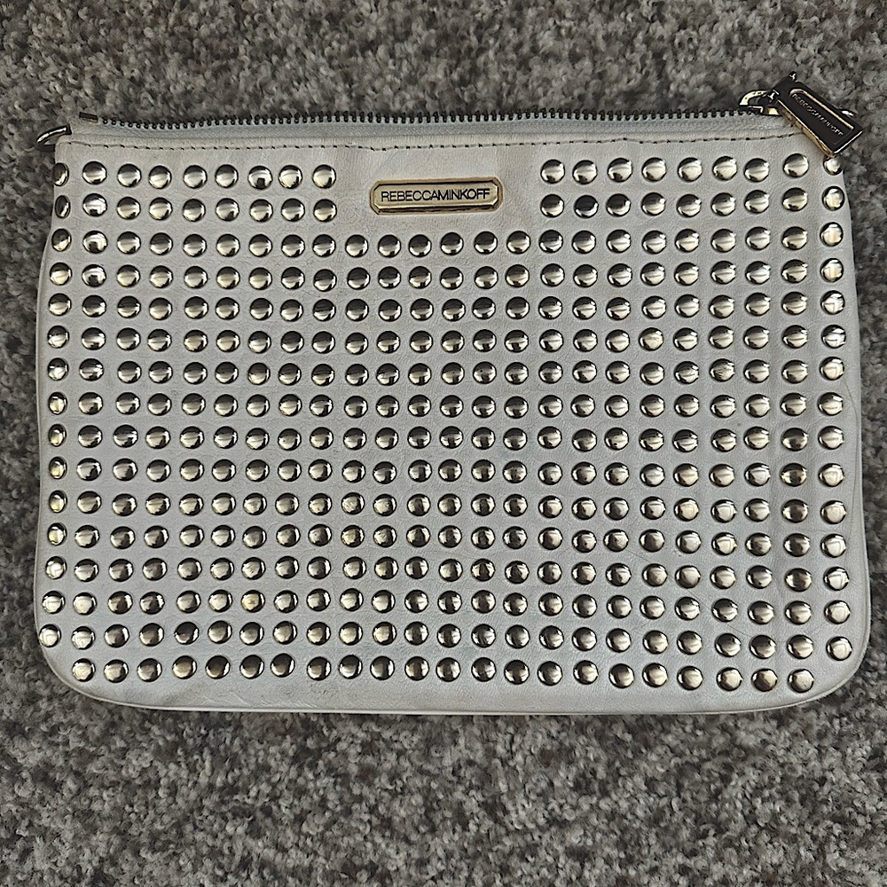 Rebecca Minkoff cream gold stud crossbody bag